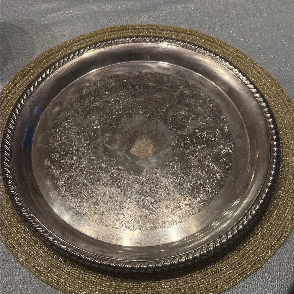 Elegant Silver Plated Serving Tray D12”